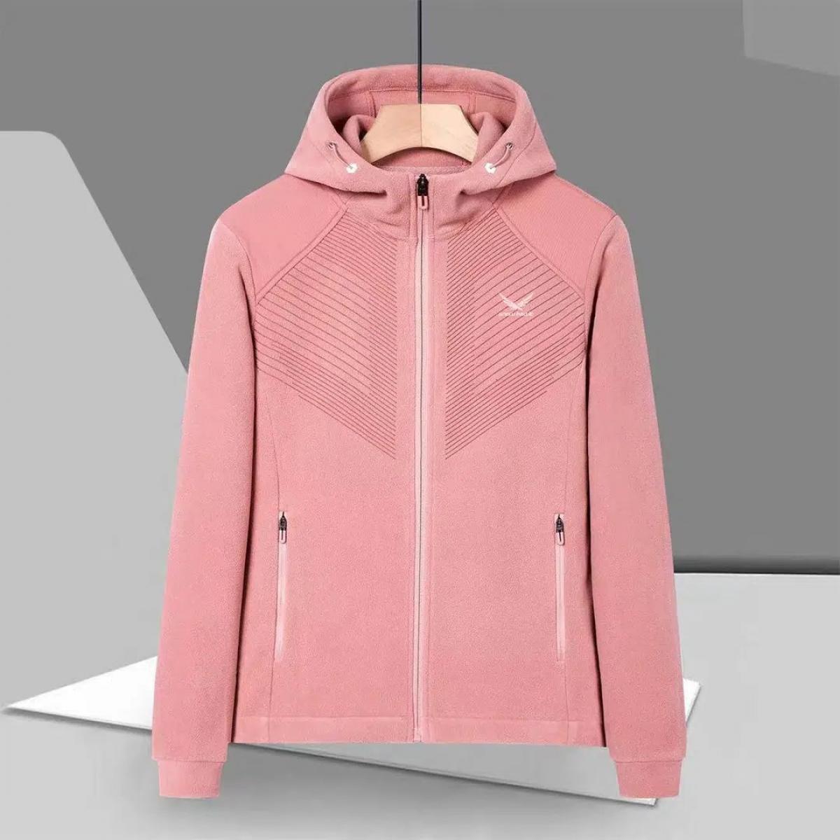 ‏پلار کلاه دار ‏SN-7713B ‏صورتی - women’s polar jacket code SN-7713B