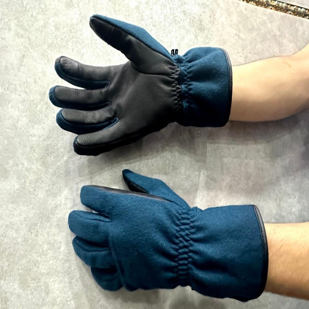 ‏دستکش snowhawk مدل پشمی‏ ‏آبی نفتی - men’s and women’s wool gloves code SN-C2136