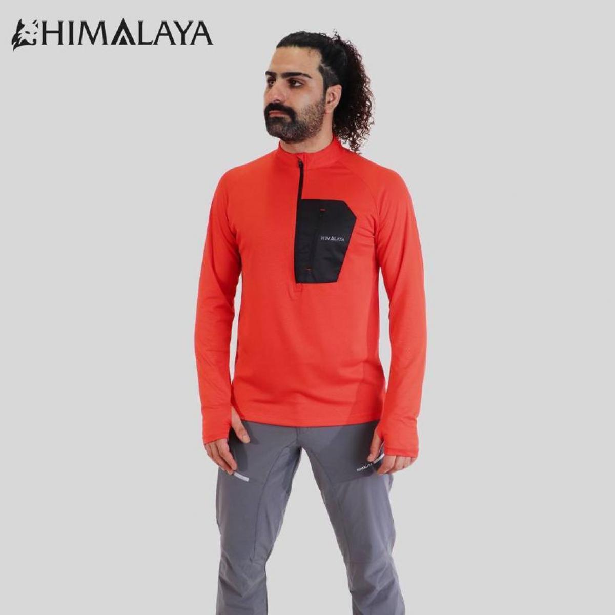 ‏بلوز تنفسی نیم زیپ جیب رو سینه مردانه‏ ‏قرمز - half zip blouse CM43